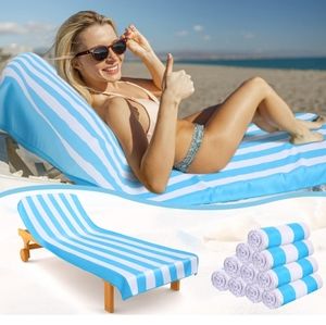 Oversized Lounge Chair Cover Towel Bulk 31" x 82" Microfiber Cabana Stri…